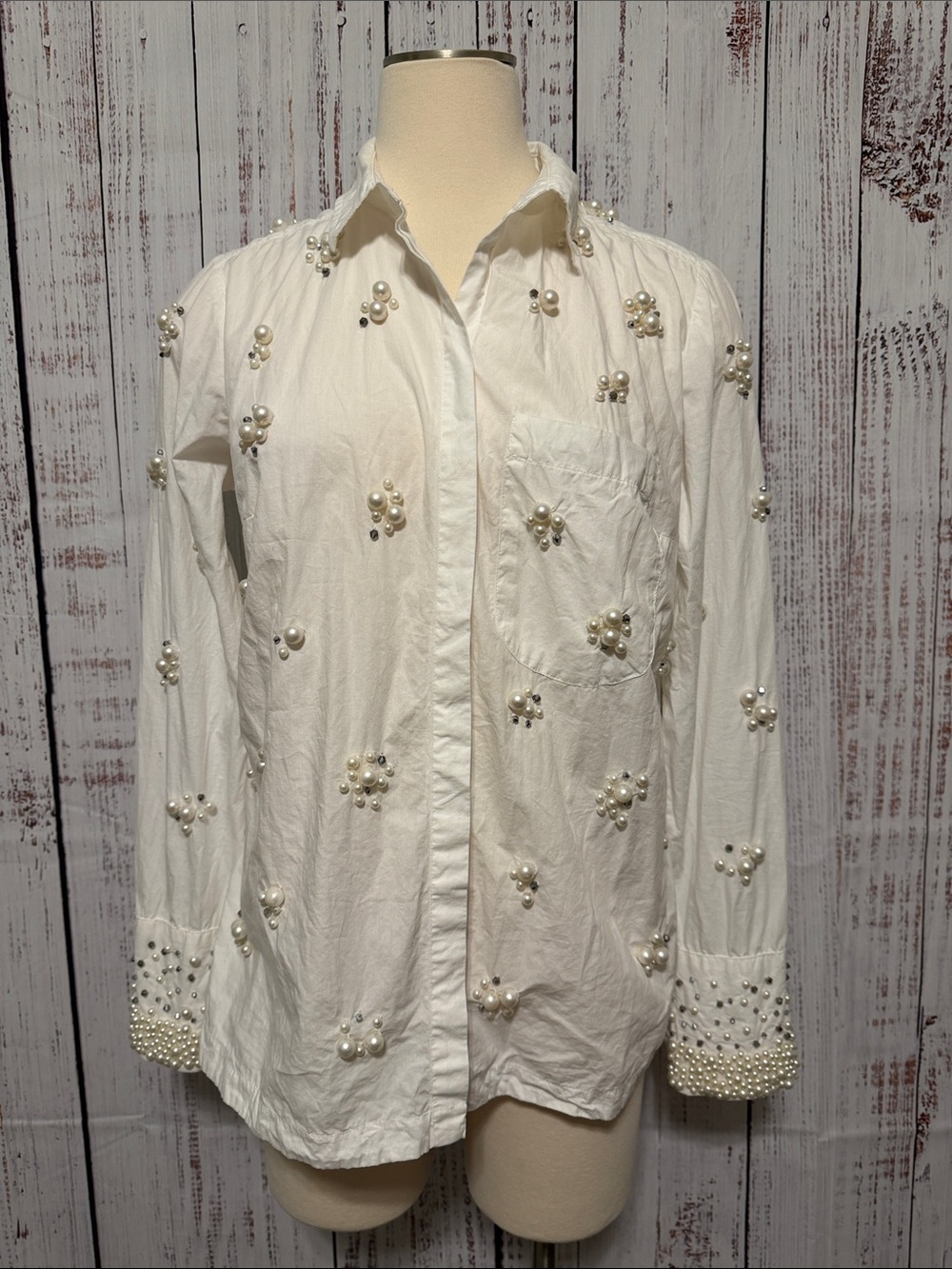 Maeve by Anthropologie Pearl-Cluster Button-Down Shirt